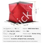 Termo Ledo Žvejybos Palapinė 1-2 Asmenims, 600D Audinys Su Medvilne,150x150x165 cm - Image 5