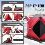 Termo Ledo Žvejybos Palapinė 1-2 Asmenims, 600D Audinys Su Medvilne,150x150x165 cm - Image 3