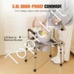 Tualeto Kėdė Naktipuodis Su Nuleidžiamomis Rankenomis, Paminkštinta Sėdyne (41.5 x 41.5 cm) - Image 4