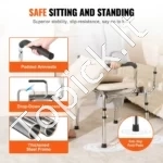 Tualeto Kėdė Naktipuodis Su Nuleidžiamomis Rankenomis, Paminkštinta Sėdyne (41.5 x 41.5 cm) - Image 2