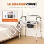 Tualeto Kėdė/Naktipuodis Su Paminkštinta Sėdyne, Reguliuojamas Aukštis (49.5–64.5 cm), Aliuminis, Keliamoji Galia 158.8 kg - Image 5