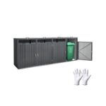 Elegantiška Šiukšliadėžių Dėžė Iki 4 x 240L, Tamsiai Pilka (321,3 x 80 x 121,9 cm), Cinkuotas Plienas, Lauko Konteineris