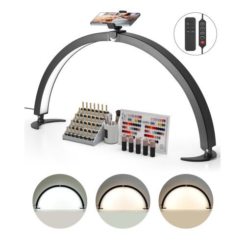 us2FWSDZMS29YC00JHW7IV22Fgoods_img-v12Fhalf-moon-light-m100-1.2.jpg Elegantiška Pusmėnulio Stalinė LED Lempa (40W, 73,5 cm) Nagams ir Blakstienoms - Image 1