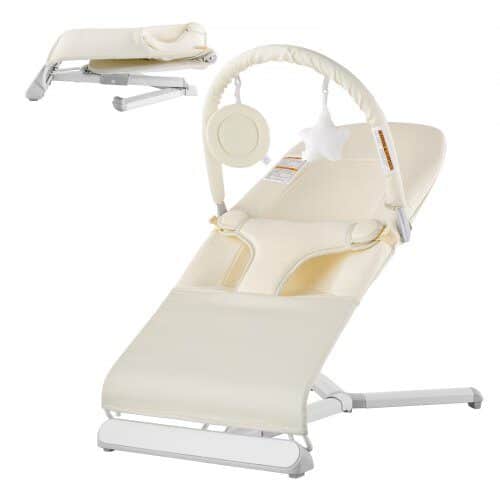 us2FYEYYQZCKDJYWED1X5V02Fgoods_img-v22Fbaby-bouncer-m100-1.2.jpg Sulankstomas Kūdikių Gultukas-Supynė, Smėlinė Medvilnė, Su Žaislais, 2 Padėtys, 68.5 x 41 x 60 cm - Image 1