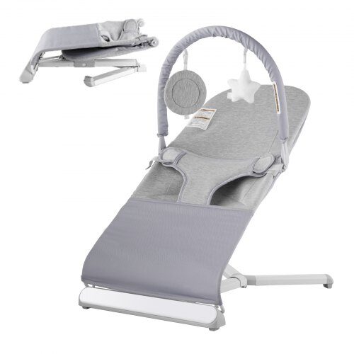 us2FYEYYQZCYWJJKI4AITV02Fgoods_img-v22Fbaby-bouncer-m100-1.2.jpg Sulankstomas Kūdikių Gultukas-Supynė, Šviesiai Pilka Medvilnė, 2 Padėtys, Su Žaislais, 68.5 x 41 x 60 cm - Image 1
