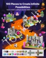 Magnetiniai Konstruktoriai Vaikams 100 Dalių (blokeliai), Zombių Miestas - Image 2