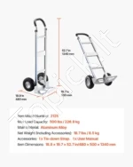 Aliuminis transportavimo vežimėlis su tvirtinimo diržu, 227 kg, 480x500x1340 mm - Image 6