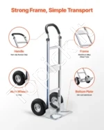 Aliuminis transportavimo vežimėlis su tvirtinimo diržu, 227 kg, 480x500x1340 mm - Image 3