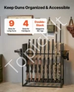 Grindinis plieninis ginklų stovas su dėtuvių laikikliu, 9 ginklams - Image 2