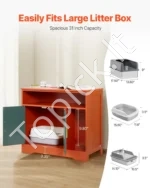 Kačių tualeto spintelė su lentyna ir saugojimo vieta, 79,2 x 43 x 71 cm – raudona ir žalia - Image 4