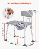 4 viename tualeto kėdė neįgaliesiems ir senjorams, paaukštinta tualeto sėdynė, 227 kg, reguliuojamas aukštis - Image 3