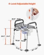 Naktinis tualeto krėslas, paaukštinta tualeto sėdynė, reguliuojamas aukštis, 227 kg - Image 4