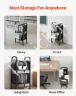 Knygų Bibliotekos Vežimėlis 70 kg, 2 Dvipusės L Formos Lentynos - Image 6