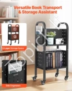 Knygų Bibliotekos Vežimėlis 70 kg, 2 Dvipusės L Formos Lentynos - Image 2