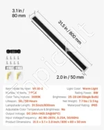 Modernūs LED sieniniai lauko šviestuvai, 2 vnt. (80 cm) - Image 8