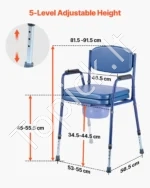 Šoninis tualeto krėslas 3-in-1 iki 181 kg, reguliuojamas aukštis - Image 2