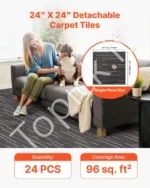 Savaime lipnios modulinės kiliminės plytelės 610x610 mm (24 vnt.) – Pilka spalva - Image 2