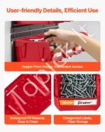 Sieninė daiktų laikymo sistema su plastikinėmis dėžėmis (12 vnt. dėžių, 3 metaliniai bėgeliai) - Image 6