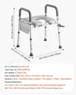 Stovinantis Tualeto Paaukštinimas su Reguliuojamu Aukščiu ir Pločiu, Minkšta Sėdyne, Porankiais ir 4 Kojomis, Apkrova iki 181 kg - Image 7
