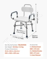 Sukamoji Dušo Kėdė su Porankiais ir Nugaros Atrama iki 227 kg, Reguliuojamo Aukščio Vonios Sėdynė Pagyvenusiems ir Neįgaliesiems - Image 6