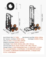 Sulankstomas laiptų vežimėlis su 6 ratais (100 kg) - Image 7
