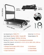 Sulankstomas platforminis vežimėlis su neslystančia danga, iki 453,59 kg apkrova, 895 x 595 x 850 mm - Image 7