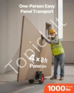 Tvirtas vežimėlis plokštėms su reguliuojamu gnybtu, 454 kg keliamoji galia, 25 cm guminiai ratai - Image 2