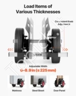 Tvirtas vežimėlis plokštėms su reguliuojamu gnybtu, 454 kg keliamoji galia, 25 cm guminiai ratai - Image 3