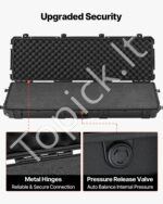 Vandeniui atsparus kietas ginklų dėklas su ratukais ir išimamu XPE putplasčiu, 134,1 cm (Juodas) - Image 6