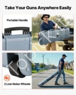 Vandeniui atsparus kietas ginklų dėklas su ratukais ir pritaikomu putplasčiu, 138 cm (Pilkas) - Image 7