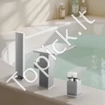 3 skylių vonios maišytuvas su rankiniu dušu ir 1 rankenėle, šlifuotas plienas - Image 8