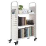 Knygų Bibliotekos Vežimėlis 150 kg, 3 Vienpusės L Formos Lentynos