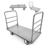 Sunkiojo svorio platforminis vežimėlis su apsauginiu rėmu, iki 1202,02 kg apkrova, 1220 x 610 x 920 mm