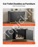 Kačių tualeto spintelė su metalinėmis kojomis, 70 x 45 x 54,5 cm – juoda - Image 5