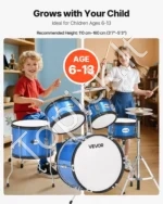 5 dalių būgnų komplektas pradedantiesiems su 40,6 cm bosiniu būgnu, mėlynas - Image 2