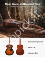Akustinė gitara Dreadnought, 1016 mm, Sunburstspalvos rinkinys pradedantiesiems suaugusiems - Image 2