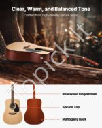 Akustinė gitara Dreadnought, 104 cm, natūralios spalvos rinkinys pradedantiesiems suaugusiems - Image 2