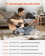 Akustinė gitara Dreadnought, 104 cm, natūralios spalvos rinkinys pradedantiesiems suaugusiems - Image 3