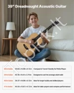 Akustinė gitara Dreadnought, 99 cm, natūralios spalvos pradedančiųjų rinkinys su priedais - Image 3