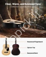 Akustinė gitara Dreadnought, 99 cm, natūralios spalvos pradedančiųjų rinkinys su priedais - Image 2