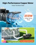 Antžeminio baseino siurblys, 250 W, 11 700 l/h, su filtravimo krepšeliu - Image 3
