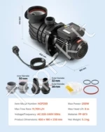 Antžeminio baseino siurblys, 250 W, 11 700 l/h, su filtravimo krepšeliu - Image 7