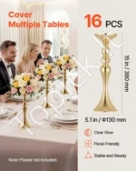 Auksiniai dekoratyviniai stovai-vazos stalų dekoracijoms ir šventėms, 38 cm, 16 vnt. - Image 3