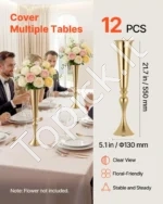Auksiniai klasikiniai stovai-vazos stalų dekoracijoms ir banketams, 55 cm, 12 vnt. - Image 3