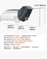 Automobilio galinės dalies palapinė su stogeliu nuo saulės, PU2000 mm - Image 7