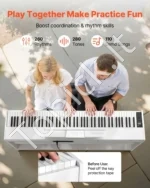 Baltas skaitmeninis pianinas su 88 pilno svorio klavišais, baldiniu stovu ir 3 pedalais - Image 4