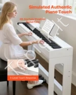 Baltas skaitmeninis pianinas su 88 pilno svorio klavišais, baldiniu stovu ir 3 pedalais - Image 2