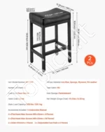 Baro kėdžių komplektas iš 2 vnt., PU oda su balno formos sėdyne ir metalinėmis kojomis, 62 cm - Image 6