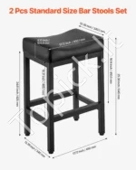 Baro kėdžių komplektas iš 2 vnt., PU oda su balno formos sėdyne ir metalinėmis kojomis, 62 cm - Image 4