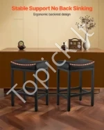 Baro kėdžių komplektas iš 2 vnt., PU oda su balno formos sėdyne ir metalinėmis kojomis, 62 cm - Image 3